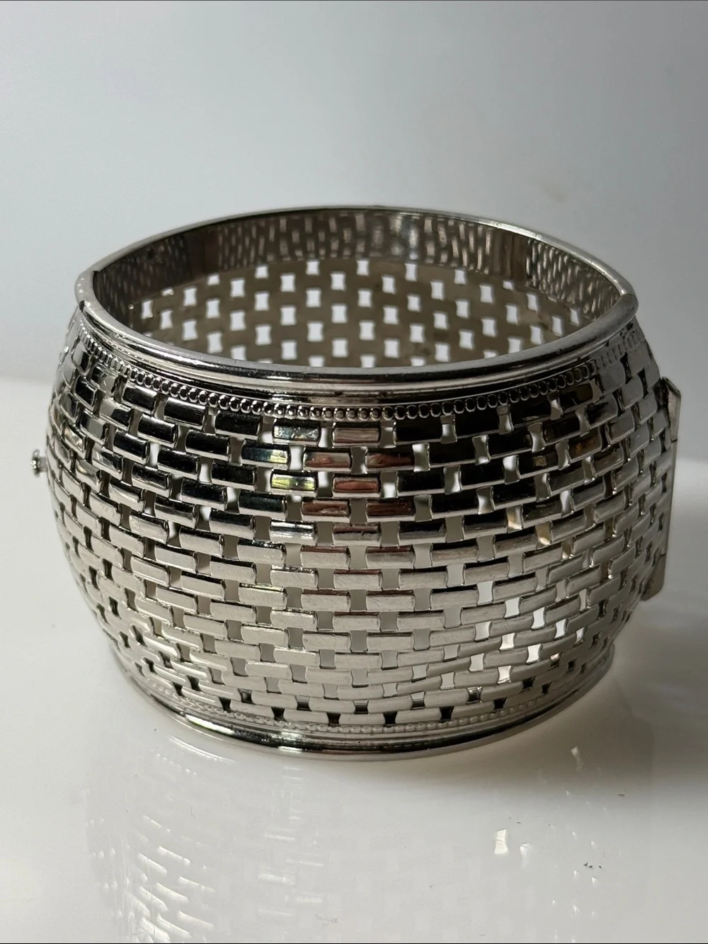 Whiting & Davis Vintage Modernist Hinged Cuff Bracelet